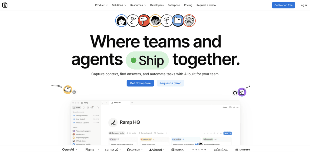 Notion homepage screenshot