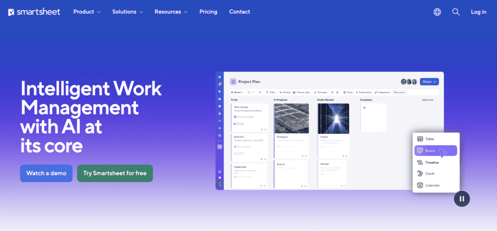 Smartsheet homepage screenshot