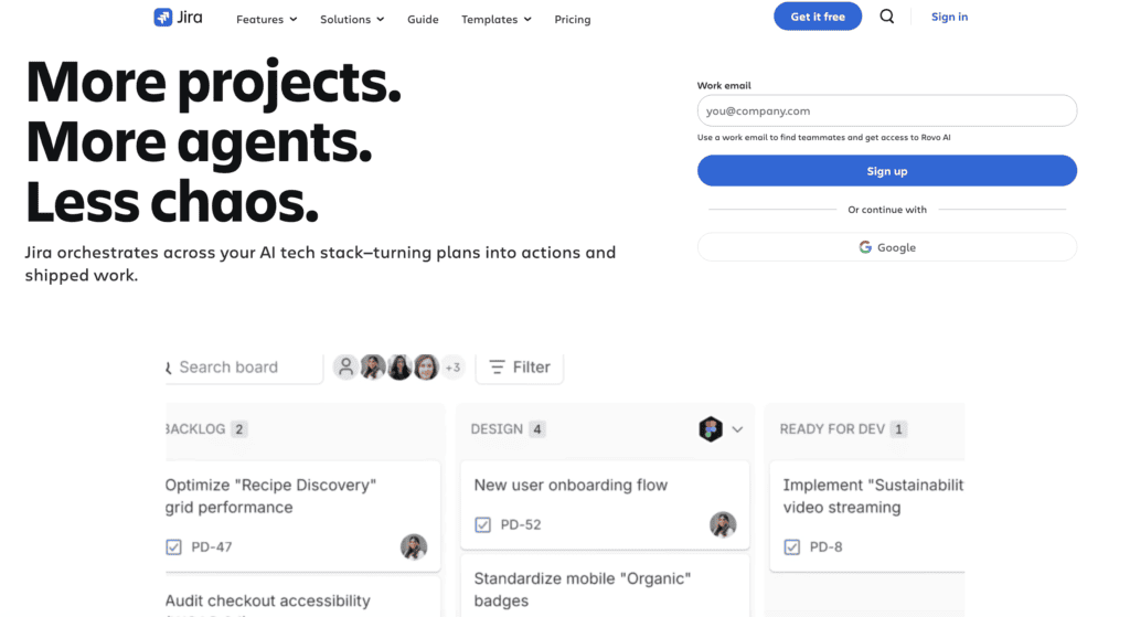 Jira homepage screenshot
