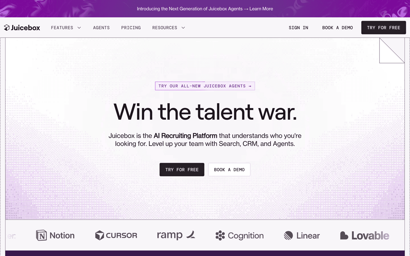 Juicebox homepage screenshot