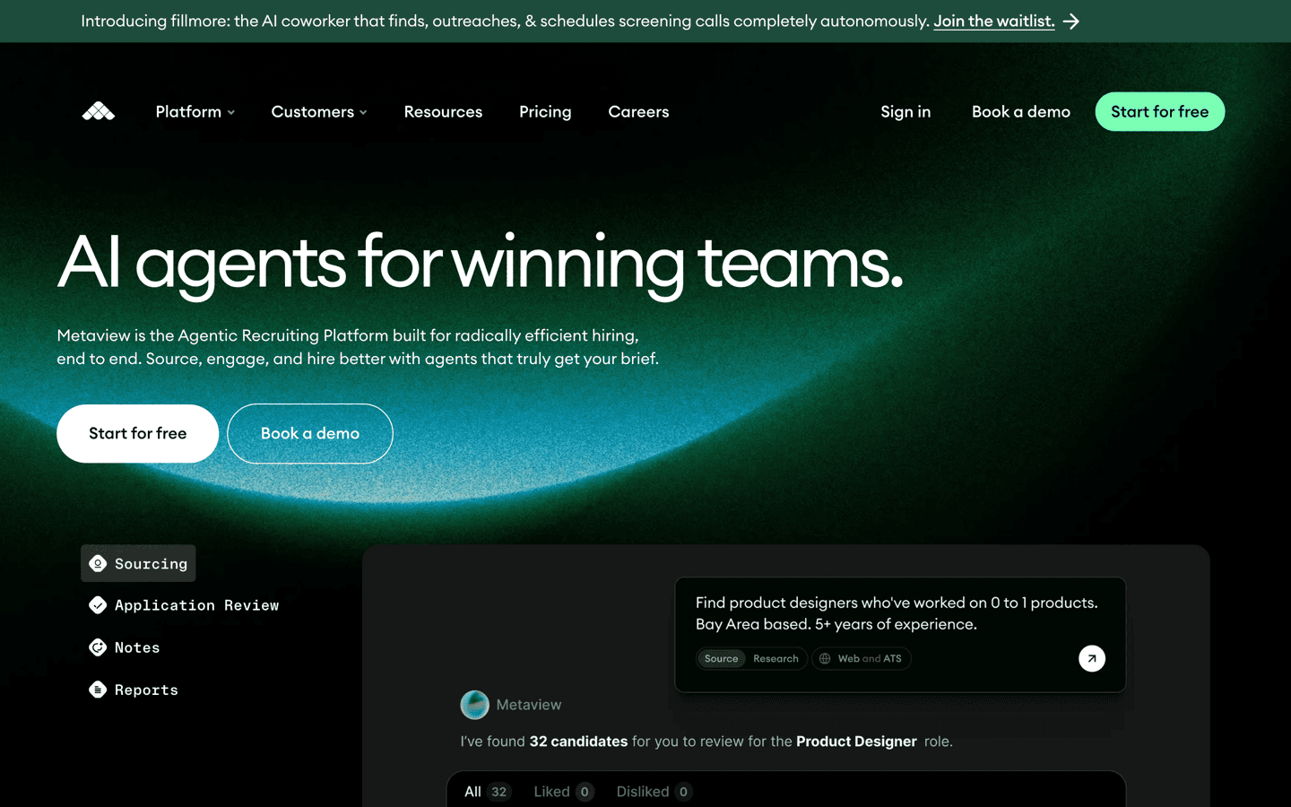 Metaview homepage screenshot