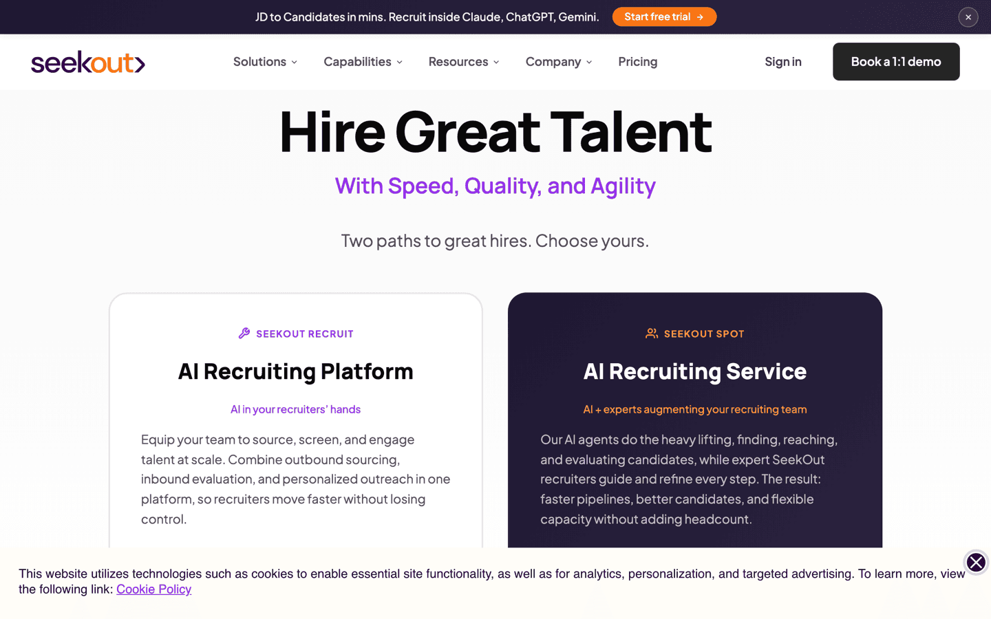 SeekOut homepage screenshot