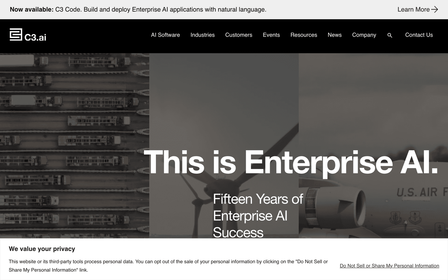 C3 AI homepage screenshot