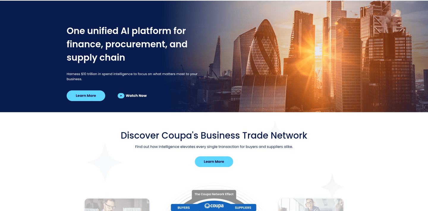 Coupa homepage screenshot