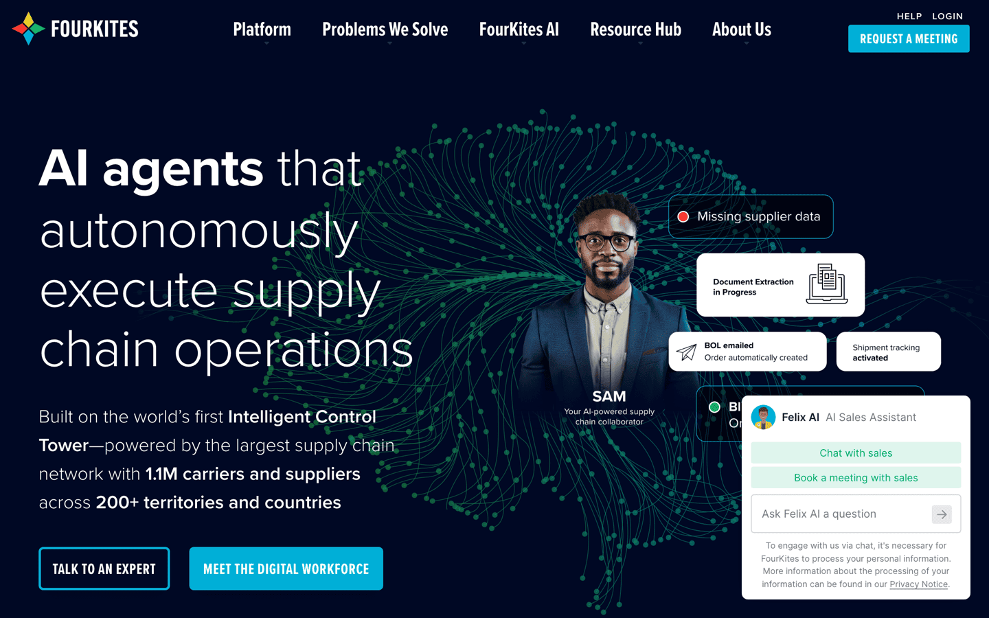 FourKites homepage screenshot