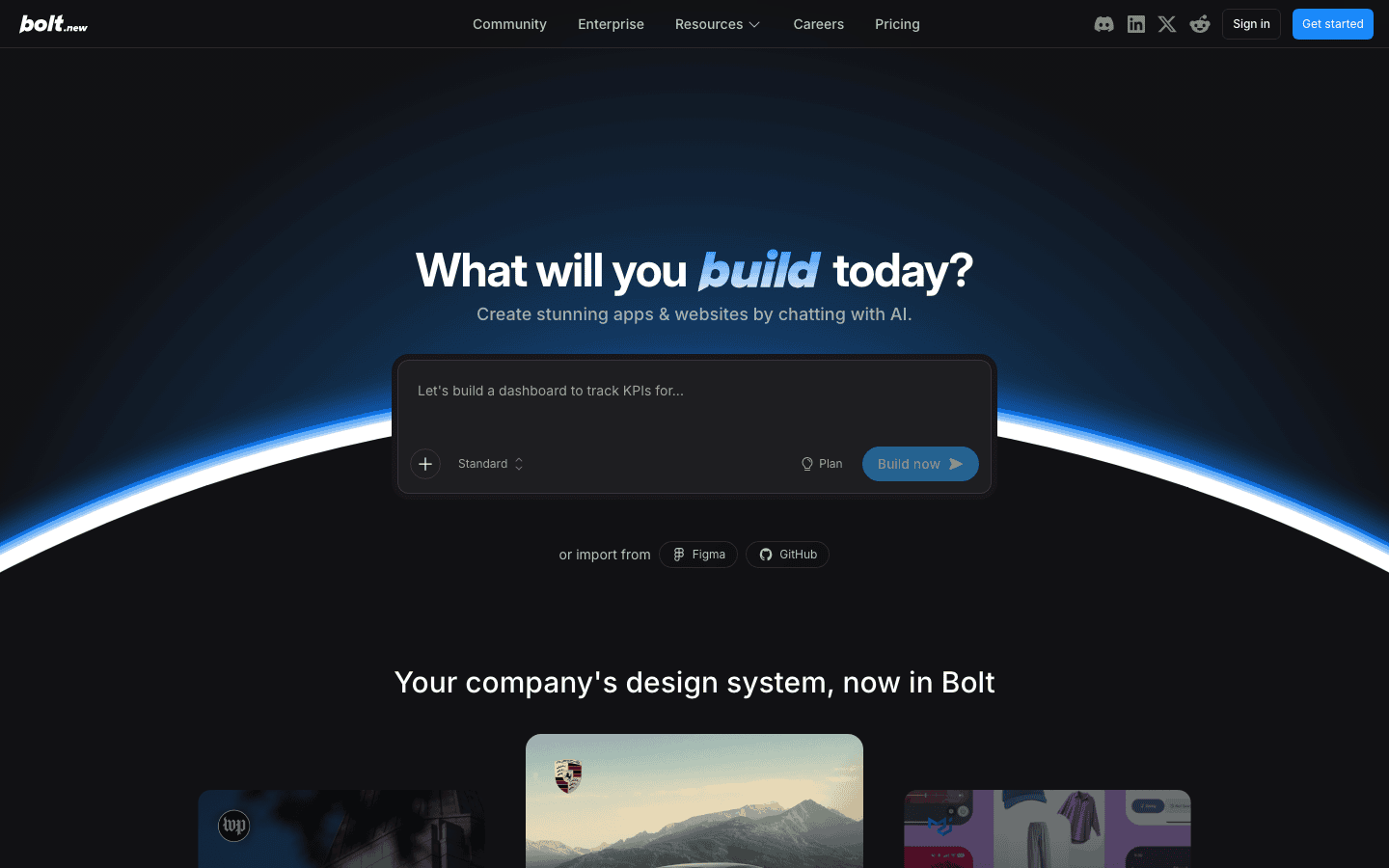 Bolt homepage screenshot