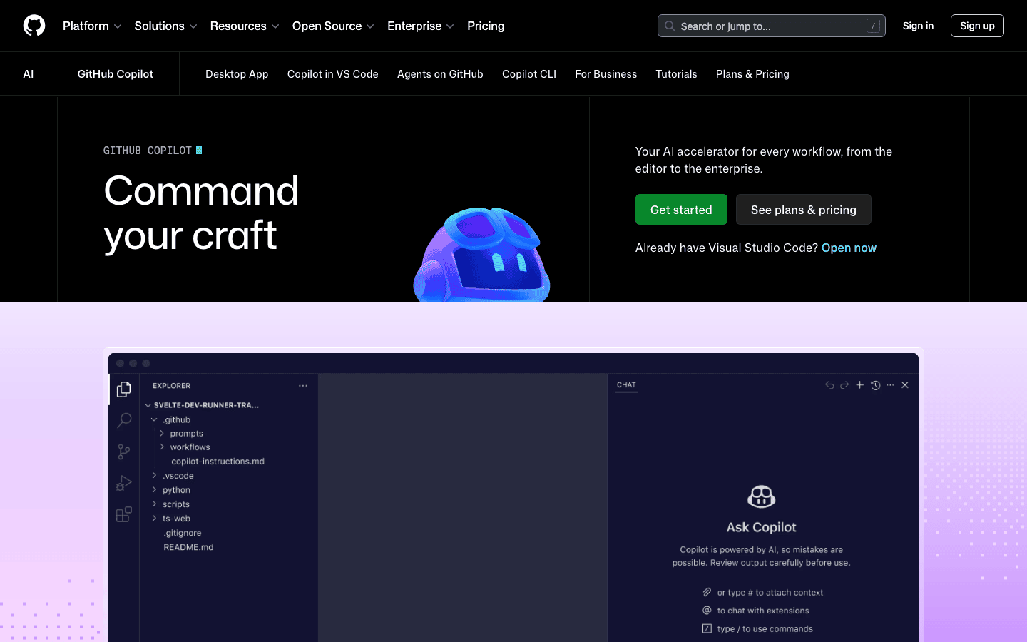 GitHub Copilot homepage screenshot
