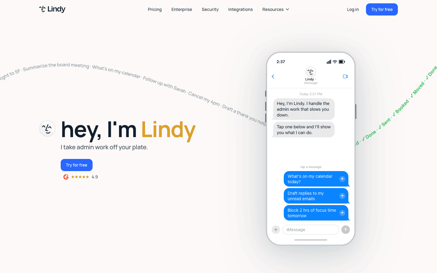 Lindy homepage screenshot