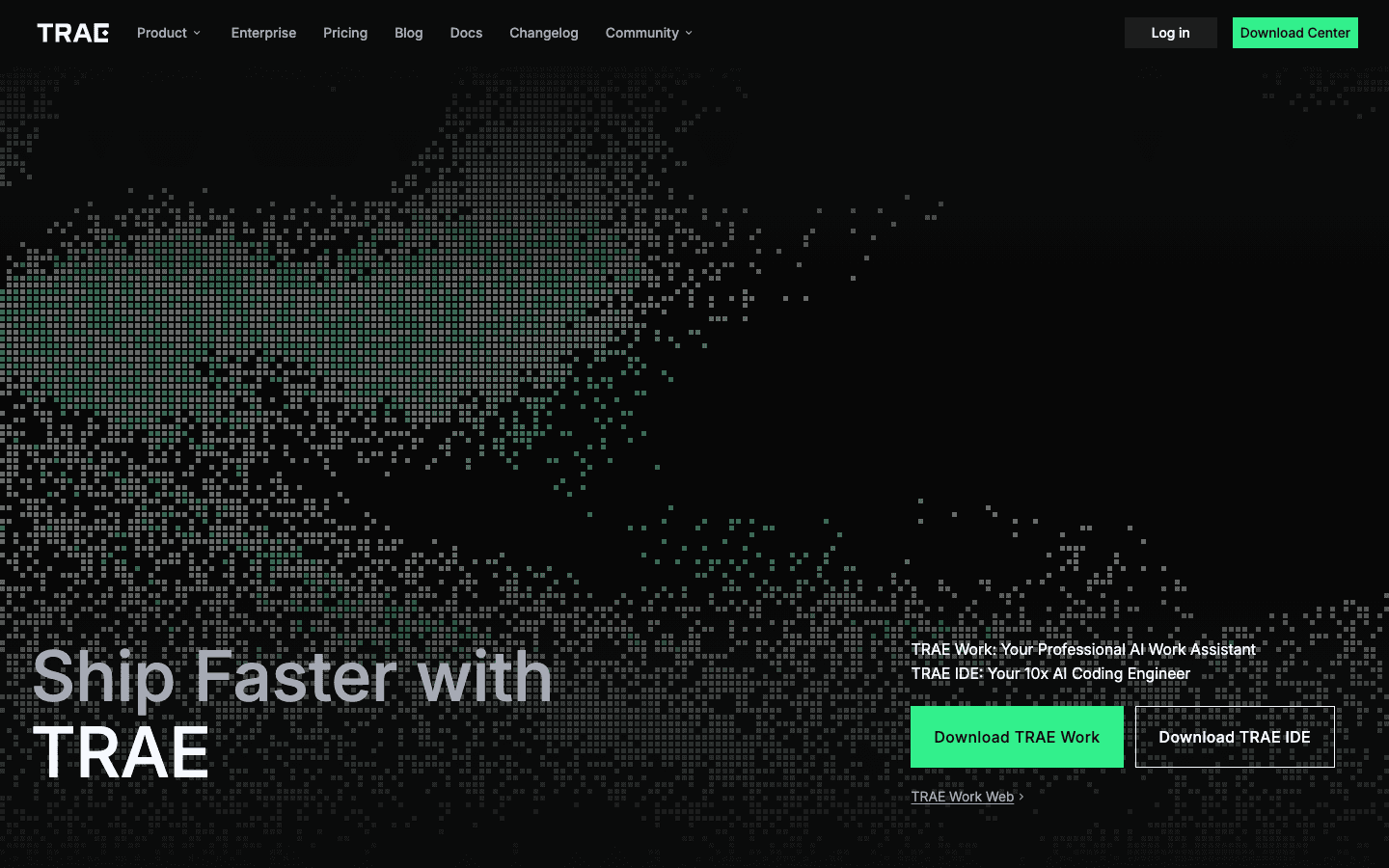 Trae homepage screenshot