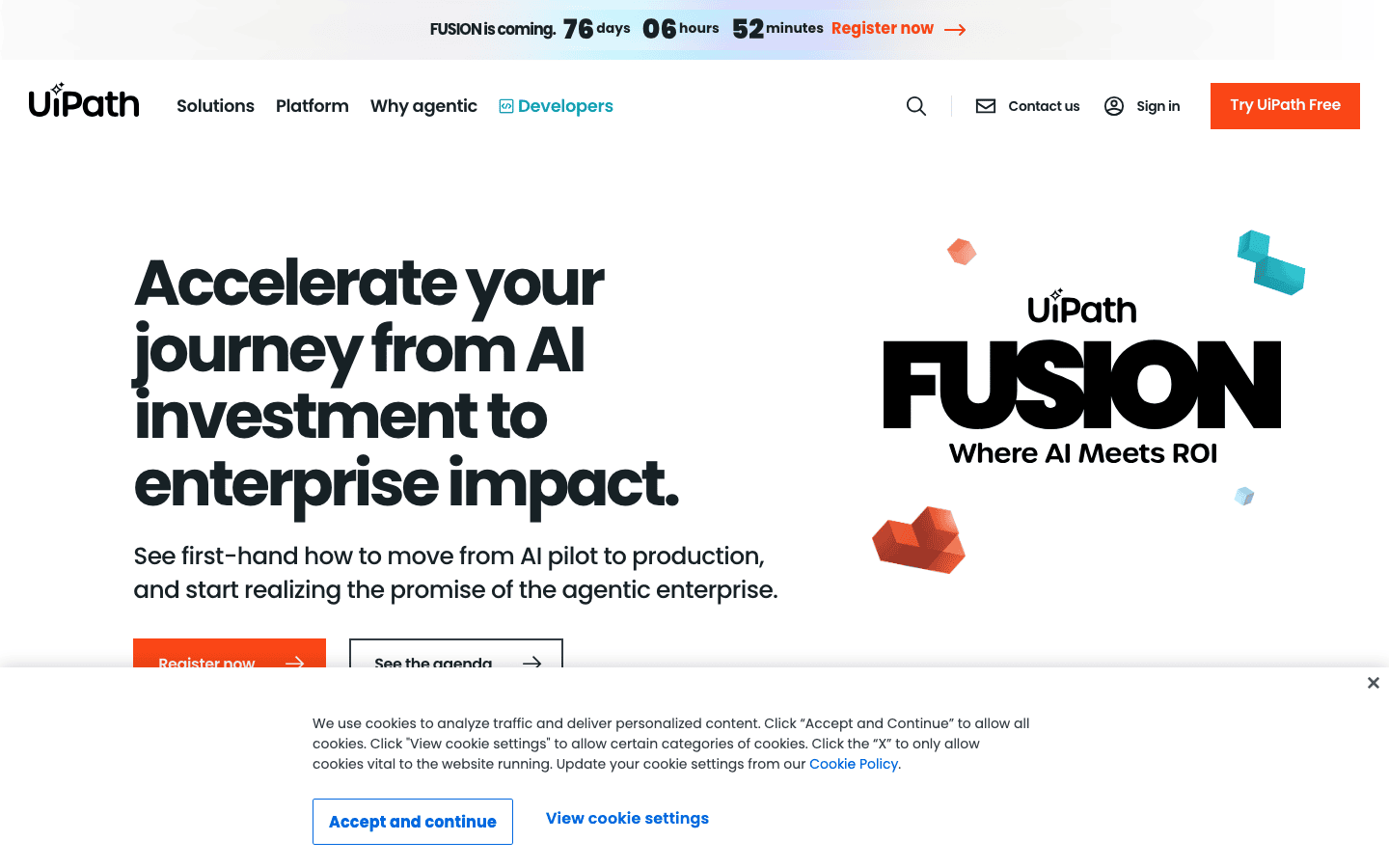 UiPath homepage screenshot