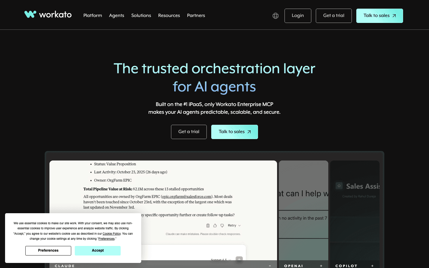 Workato homepage screenshot